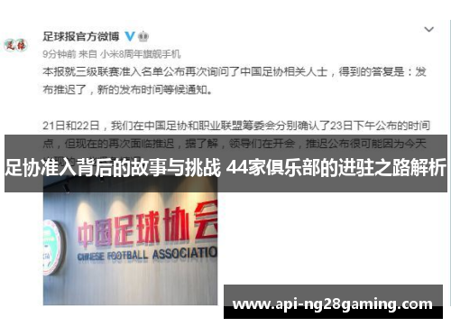 足协准入背后的故事与挑战 44家俱乐部的进驻之路解析