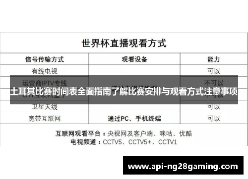 土耳其比赛时间表全面指南了解比赛安排与观看方式注意事项