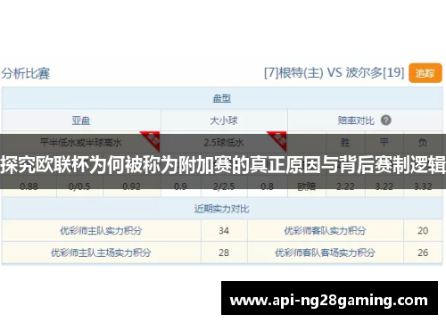 探究欧联杯为何被称为附加赛的真正原因与背后赛制逻辑